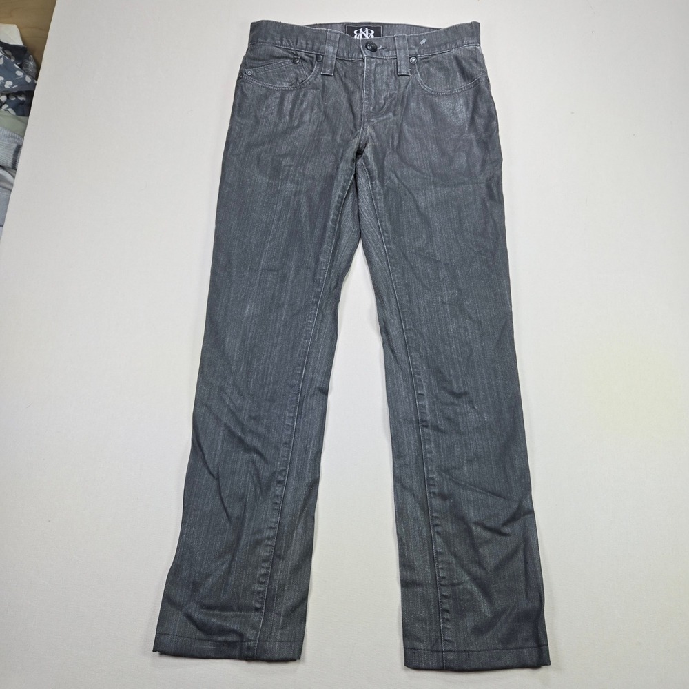 Rock & Republic Nash Jeans Mens Coated Metallic Slim Straight Grey Black 30x31
